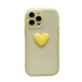 Gele TPU iPhone hoesje met schattig 3D hart ornament beschermende achterkant cover - Geel / iPhone 13
