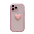 Roze iPhone 13 Pro Max hoesje 3D hart zachte TPU beschermhoes stijlvol schattig accessoire - Roze / iPhone 13