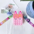 Süße Einhorn Silikon Push Pop Bubble Sensorik Münzbeutel Umhängetasche für Kinder und Mädchen. - Einhorn mit Lanyard / Rosa