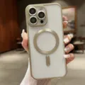 Custodia magnetica galvanizzata compatibile con iPhone, paraurti in metallo di lusso con protezione. - Colore Oro Titanio