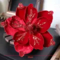 Rote Samt Weihnacht Blume mit Glitzer, 23cm DIY Kranz Dekoration für Festliche Party. - 23cm / Rot