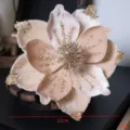 Champagner Samt Weihnacht Blume 22cm 39g Glitzer Blumen Dekor für DIY Adventskranz - 22cm / Champagner