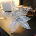 Silberner glitzernder hohler Schmetterling Weihnachtsbaum Deko Blume, 25cm festliche Party. - Weihnachtsblume [Silber Durchbrochen Nr.1] / Silber