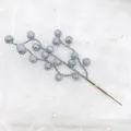 Silver glitter Christmas berry branch stem floral pick for tree decor 24.5cm length - Silver Glitter Trident Berries (5 Pcs) / Silver