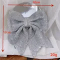 Silberner Glitzer Weihnachtsschleife Deko, 20x17cm Anhänger für festliche Weihnachtsbaum. - Große Größe 1 Stück / Glitzerschleife (Groß, Silber, 1 Stück)