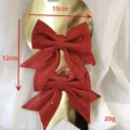 Décoration de nœud de Noël à paillettes rouges avec carte dorée pour fêtes. - Petits nœuds rouges pailletés (2 pièces)