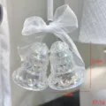 Weihnachten schillernde Acryl Glocke Hängeornament mit weiße Schleife Baumschnitt - 3D Doppelglocken