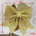 Große goldene Glitzer Weihnachtsschleife für Baum Tür Deko DIY Geschenk 20x17cm - Große Größe 1 Stück / Goldener Glitzer-Schleife (Groß Gold, 1er-Pack)
