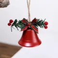 Weihnachtsmatte Glocke Hängeornament mit Tannennadeln und roten Beeren für Feiertagsdekor. - Rotfrucht Tannennadel Offene Glocke Stil H / Rot