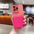 Roze verloop magnetisch telefoonhoesje voor iPhone met camerabeschermer en MagSafe ring. - Roze & Roos / iPhone15