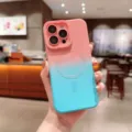 Verloop Magnetisch Telefoonhoesje Compatibel met iPhone Pro Tweekleurige Beschermhoes met Lens - Lichtblauw