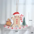 Weihnachten Holz Lebkuchenmann Anhänger mit Zuckerstange und Weihnachtsmütze für Christbaum. - Rad Lebkuchenmann (Nr. 2)