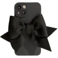 Black silicone phone case featuring a large fabric bow variant for Apple iPhone devices. - Black 3D Bowknot / 7/8/se2