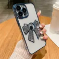 Stenen strik gegalvaniseerd transparant zacht telefoonhoesje compatibel met iPhone, rand. - iPhone 14 Pro Max / Sierra Blauw
