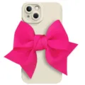 Cute pink bow phone case for iPhone, stylish 3D ribbon protective back cover for women. - White 3D Bowknot / 7/8/se2