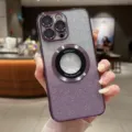 Stijlvolle magnetische glitter TPU telefoonhoes met verloopkleur compatibel met iPhone. - iPhone 14 Pro Max / Donkerpaars