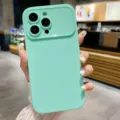 Mintgrüne flüssige matte Handyhülle mit großem Fenster Kameraschutz für iPhone 15 Pro Max. - Hellcyan / iPhone15pro max