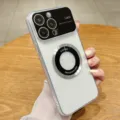 Transparent electroplated large window magnetic phone case with full camera lens protection. - Clear / iPhone 14 Pro Max
