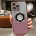 Gradiënt glitter magnetisch telefoonhoesje voor iPhone, stijlvolle TPU beschermcover. - iPhone 14 Pro Max / Roze