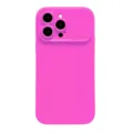 Heller rosa flüssiger Silikon matt Handyhülle mit großer Kamerafenster für iPhone 15 14 Pro Max - Fluoreszierendes Rosé / iPhone15pro max