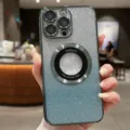 Glitter electroplated magnetic phone case compatible with iPhone 14 Pro Max TPU cover chic - Pine Green