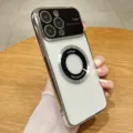 Fundas de teléfono magnéticas con gran ventana galvanizada compatibles con iPhone, blanco negro. - Plateado