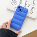 Blaues Puffer-Jacken-Handycover für iPhone, weiche TPU-gepolsterte Schutzhülle Variante SKU - Blau