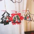 Weihnachten Holz Hängeornamente mehrschichtig hohl Baum Hirsch Schneemann Party Dekor - 3D-Anhänger (3 Stk.)