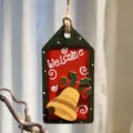 Vintage handbemaltes Weihnachtsbaum Hängeornament, doppelschichtiges Holzstück Design. - Glocke / 1 Stück