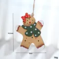 Hölzerner Weihnachts-Lebkuchenmann Hängende Ornament Baum Dekoration Geschenk 10.5x8cm - D Lebkuchenmann mit Schleifen-Haarband (1 Stk.)