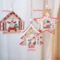 Weihnachten Holz Hängeornamente hohles Rentier Schneemann Weihnachtsbaum Deko Set - Fensterausschnitt-Anhänger (3 Stk.)