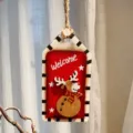 Weihnachtsbaum Holz Hänge-Dekoration, retro bemalter doppelter Hirsch Anhänger, 10cm - Elch / 1 Stück
