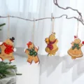 Set di ornamenti sospesi in legno di omino di pan di zenzero di Natale decorazione - Omini di pan di zenzero in legno invecchiato (4 pezzi misti)