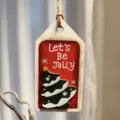 Weihnachtsbaum Holz Hängeornament retro bemalt doppelschichtig Weihnachtsdeko 5,2x10cm - Weihnachtsbaum / 1 Stück