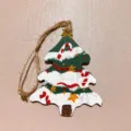 Hölzerner Weihnachtsbaum Hängeornament festliche Urlaub Dekoration kleine Holzscheibe Anhänger - Verschneiter Weihnachtsbaum