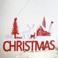 Weihnachten Holz Deko Schild mit Hirsch und Tannenbaum festliche Heimdekoration. - M Stil Weihnachten Rotes Buchstaben Türschild (Groß) / 1 Stück
