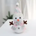 Pink plush foam snowman Christmas tree ornament hanging pendant, 16cm height, cute holiday decor - Pink