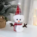 Karo Schaumstoff Schneemann Weihnachtsbaum Hängeornament, rot-graue Feiertag Tischdeko - Rot
