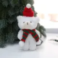 Weihnachten Pluesch Bär Anhänger, süßer weißer Teddybär mit rotem Mütze Schal für Baum. - 1 Rotkäppchen-Bär (Weiß mit rot-grünem Schal)