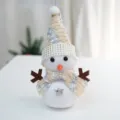 Cute Christmas snowman hanging ornament plush doll for holiday tree home desktop decor - Light Yellow