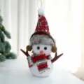 Süßer Weihnachten Schneemann Hängeornament mit Strickmütze und Schal für Dekoration 16cm - Rot