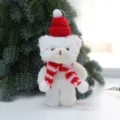Weihnachten Plueschbaer Schluesselanhaenger rote Muetze Anhaenger Stofftier Tasche Dekoration - Bär mit roter Kappe und weiß-rot-weißem Schal (1 Stk.)