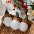 Süßer Weihnachtsgnom Hut Hängeanhänger aus Filz, weicher Plüschbart, perfekte Baumdekoration. - 3 Stück/Packung / Dunkelgrau
