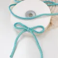 Turquoise twisted cotton cord 4mm 5m decorative ribbon for Christmas gift wrapping and tree bows. - 5 Meters (4mm) / Transparent Blue Frame (T-Logo)