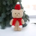 Christmas plush teddy bear keychain cute red hat scarf holiday tree hanging ornament gift - 1pc Little Red Riding Hood Bear (Brown with Red Scarf)
