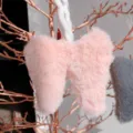 Weihnachtsbaum Plüsch Flügel Hängeornament in Rosa Farbe für Feiertag Party und Heimdekoration - Plüschflügel / 10x9.5x4cm / Rosa