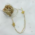 Weihnachtliches Dekoband-Set mit glitzernden Holzsternen Perlen und Lederimitat für Geschenke. - Pentagramm / 5 Meter/Packung / Gold