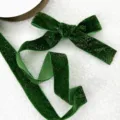 Dunkelgrünes Samtband mit Goldglitter, Weihnachtsbaum Schleife Deko, festliches Band. - 2cm x 5 Yards / Weihnachtsgrün