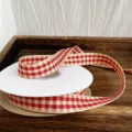 Rot-weisses kariertes Schleifenband Bastelband 1.5cm Breite 15 Yards fuer Geschenke DIY - Keine Spezifikation / 1,5 cm weinrotes Karoband (15 Yards)