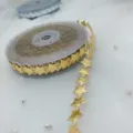 Goldener Sternenband Rolle metallischer Glitzer Besatz DIY Basteln Weihnachts Deko 10m - Stern / 1.5cm / 15 Meter / Gold